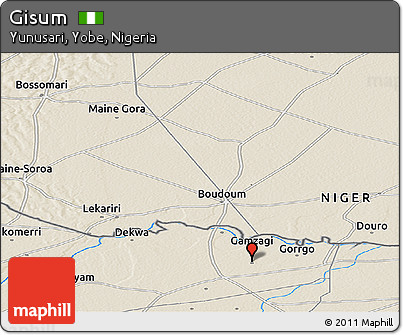Shaded Relief Panoramic Map of Gisum