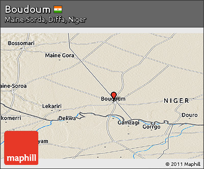 Shaded Relief Panoramic Map of Boudoum