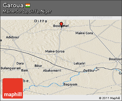 Shaded Relief Panoramic Map of Garoua