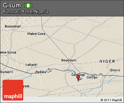 Shaded Relief Panoramic Map of Gisum