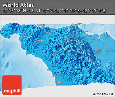 Political 3D Map of the Area around 13°&nbsp;13'&nbsp;56"&nbsp;N,&nbsp;120°&nbsp;46'&nbsp;30"&nbsp;E