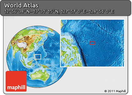 Physical Location Map of the Area around 13° 13' 56" N, 128° 25' 30" E