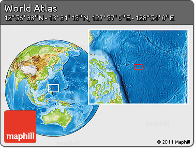Physical Location Map of the Area around 13° 13' 56" N, 128° 25' 30" E