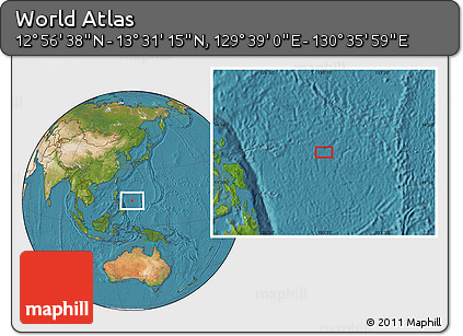 Satellite Location Map of the Area around 13° 13' 56" N, 130° 7' 30" E