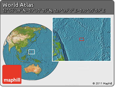Satellite Location Map of the Area around 13° 13' 56" N, 130° 7' 30" E