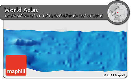 Shaded Relief Panoramic Map of the Area around 13° 13' 56" N, 135° 13' 29" E