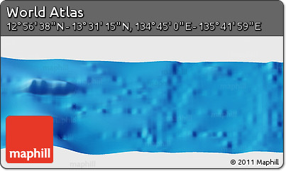 Shaded Relief Panoramic Map of the Area around 13° 13' 56" N, 135° 13' 29" E