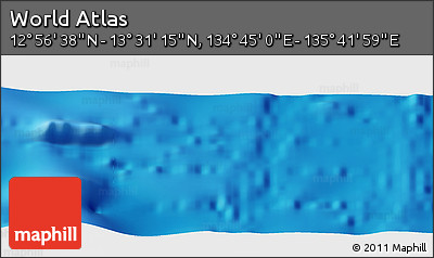 Shaded Relief Panoramic Map of the Area around 13° 13' 56" N, 135° 13' 29" E