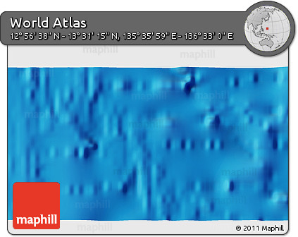 Physical 3D Map of the Area around 13° 13' 56" N, 136° 4' 29" E