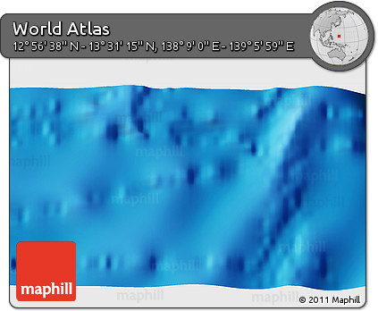 Physical 3D Map of the Area around 13° 13' 56" N, 138° 37' 30" E
