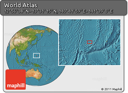 Satellite Location Map of the Area around 13° 13' 56" N, 141° 10' 30" E