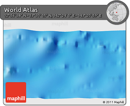 Physical 3D Map of the Area around 13° 13' 56" N, 142° 52' 30" E