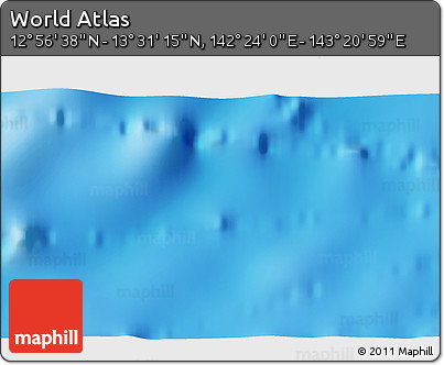 Physical 3D Map of the Area around 13° 13' 56" N, 142° 52' 30" E