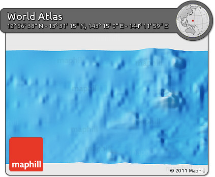 Physical 3D Map of the Area around 13° 13' 56" N, 143° 43' 29" E