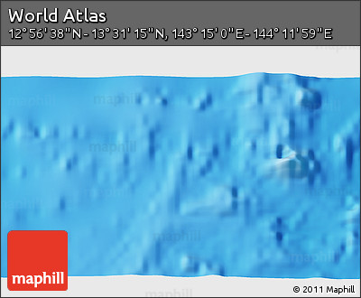 Physical 3D Map of the Area around 13° 13' 56" N, 143° 43' 29" E