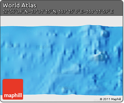 Physical 3D Map of the Area around 13° 13' 56" N, 143° 43' 29" E