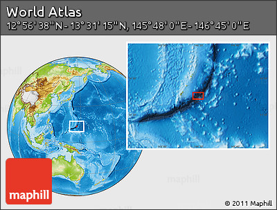 Physical Location Map of the Area around 13° 13' 56" N, 146° 16' 30" E