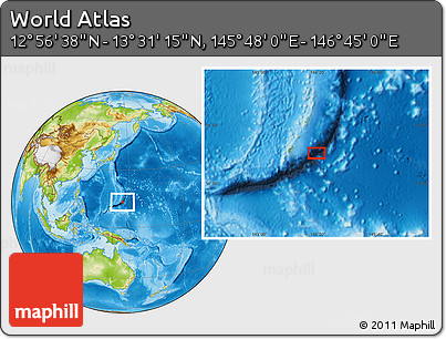 Physical Location Map of the Area around 13° 13' 56" N, 146° 16' 30" E
