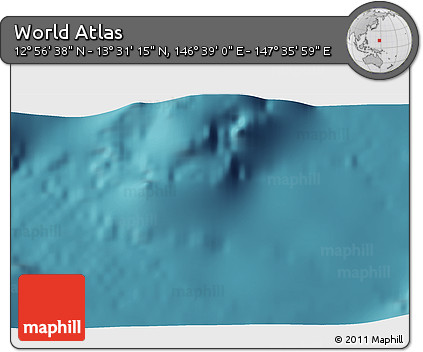 Satellite 3D Map of the Area around 13° 13' 56" N, 147° 7' 30" E