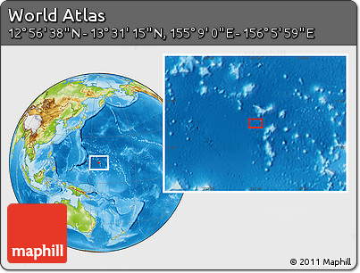 Physical Location Map of the Area around 13° 13' 56" N, 155° 37' 30" E