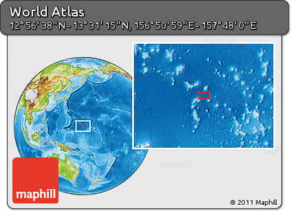 Physical Location Map of the Area around 13° 13' 56" N, 157° 19' 29" E