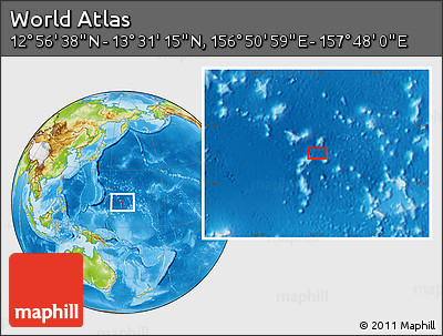 Physical Location Map of the Area around 13° 13' 56" N, 157° 19' 29" E