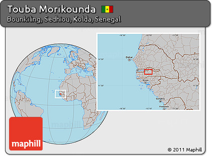 Gray Location Map of Touba Morikounda