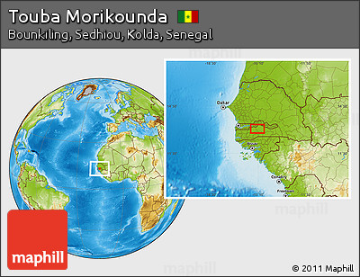 Physical Location Map of Touba Morikounda