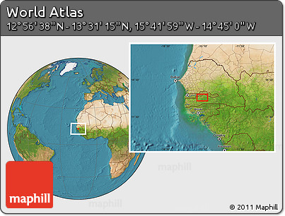 Satellite Location Map of the Area around 13° 13' 56" N, 15° 13' 29" W