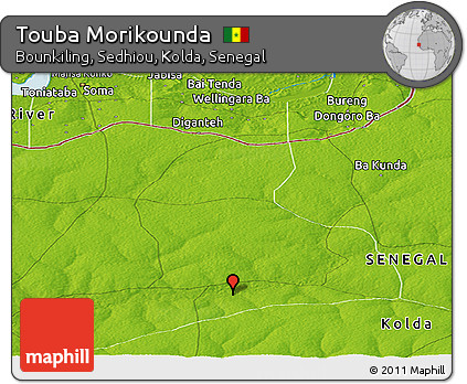 Physical Panoramic Map of Touba Morikounda