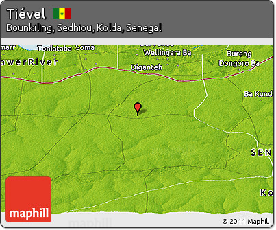 Physical Panoramic Map of Tiével