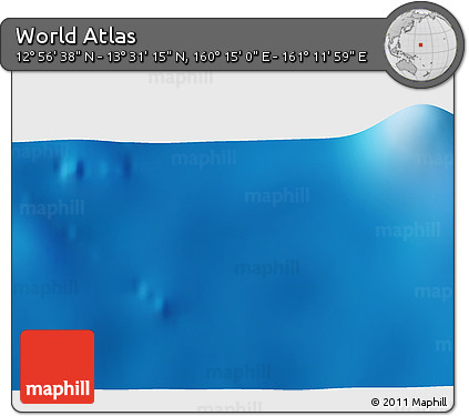 Physical 3D Map of the Area around 13° 13' 56" N, 160° 43' 29" E