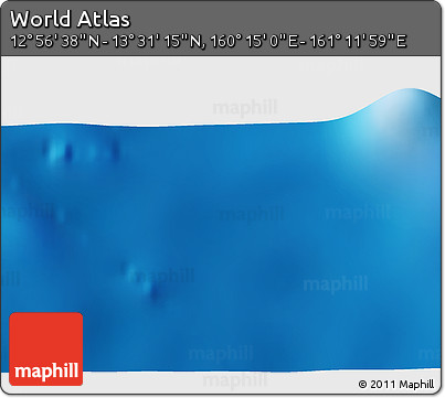 Physical 3D Map of the Area around 13° 13' 56" N, 160° 43' 29" E
