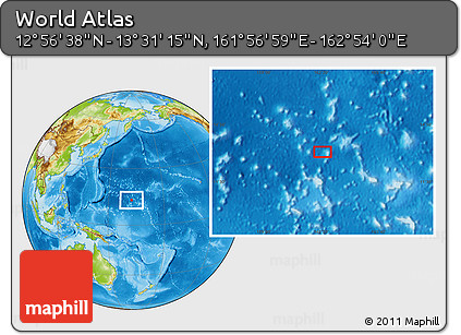 Physical Location Map of the Area around 13° 13' 56" N, 162° 25' 30" E