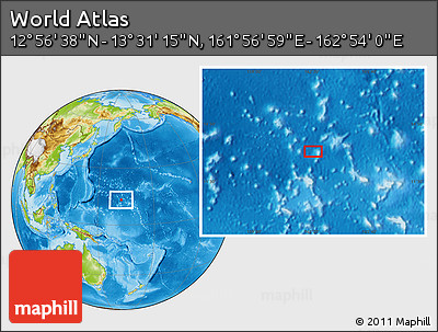 Physical Location Map of the Area around 13° 13' 56" N, 162° 25' 30" E