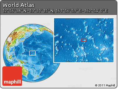Physical Location Map of the Area around 13° 13' 56" N, 162° 25' 30" E