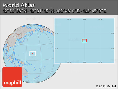 Gray Location Map of the Area around 13° 13' 56" N, 163° 16' 30" E