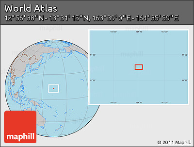 Gray Location Map of the Area around 13° 13' 56" N, 164° 7' 30" E