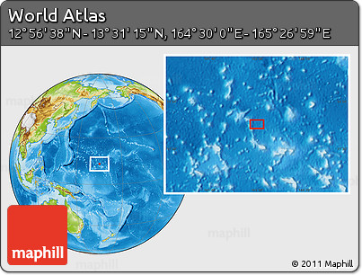 Physical Location Map of the Area around 13° 13' 56" N, 164° 58' 29" E