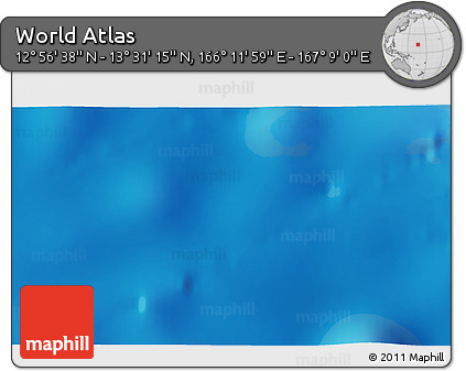 Physical 3D Map of the Area around 13° 13' 56" N, 166° 40' 30" E
