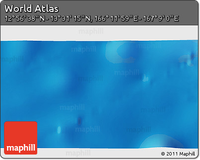 Physical 3D Map of the Area around 13° 13' 56" N, 166° 40' 30" E