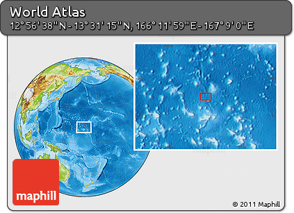 Physical Location Map of the Area around 13° 13' 56" N, 166° 40' 30" E