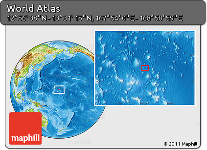 Physical Location Map of the Area around 13° 13' 56" N, 168° 22' 30" E