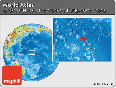 Physical Location Map of the Area around 13° 13' 56" N, 168° 22' 30" E