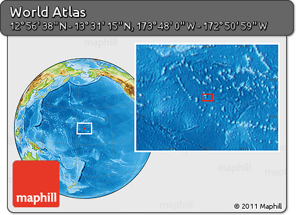 Physical Location Map of the Area around 13° 13' 56" N, 173° 19' 29" W