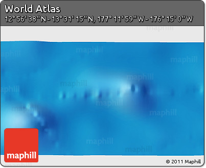 Physical 3D Map of the Area around 13° 13' 56" N, 176° 43' 29" W