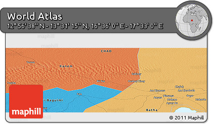 Political Panoramic Map of the Area around 13° 13' 56" N, 17° 4' 30" E