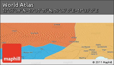 Political Panoramic Map of the Area around 13° 13' 56" N, 17° 4' 30" E