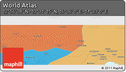 Political Panoramic Map of the Area around 13° 13' 56" N, 17° 4' 30" E