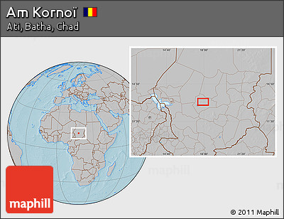 Gray Location Map of Am Kornoï, hill shading